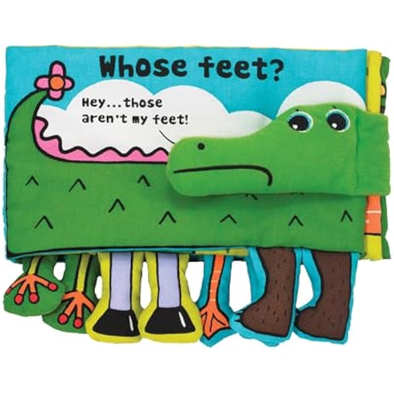 Melissa & Doug Soft Activity Book – Whose Feet, Developmental Toys, Easy-to-Read Text, Dangly Feet, Machine Washable, 17.78 cm H x 25.4 cm W x 4.445 cm L