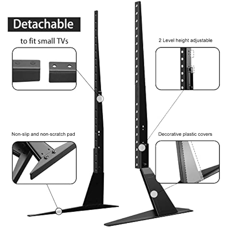 Suptek Universal TV Stand, Metal TV Legs for 22-65 inch LCD/LED/OLED/Plasma Flat&Curved Screen TV Height Adjustment with VESA 75x75mm to 800x400mm Max ML1760