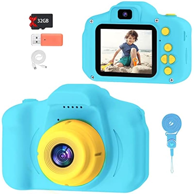 Kids Camera for Boys Girls – 2 Inch IPS Children Camera for Kids 1080P Video Camcorder Toddler Camera Birthday Gifts for 3 4 5 6 7 8 9 Year Old Girls Boys with SD Card (Blue)
