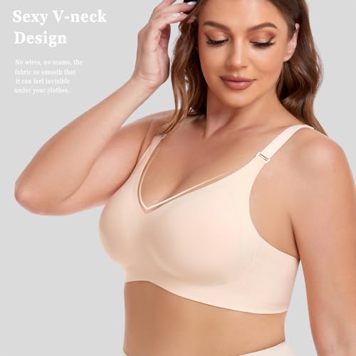 Gailife Comfort Bras for Women V Neck Wireless Bras T-Shirt Bras Bralette for Women No Underwire with Extra Bra Extende