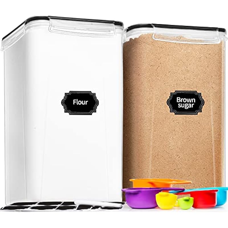 Extra Large Food Storage Containers with Lids-6.5L |220 OZ| 2PCS- CEKEE Large Airtight Plastic Food Canisters for Flour, Sugar, Rice, Cereal & Pasta, Bulk Food Storage for Kitchen Pantry Organization