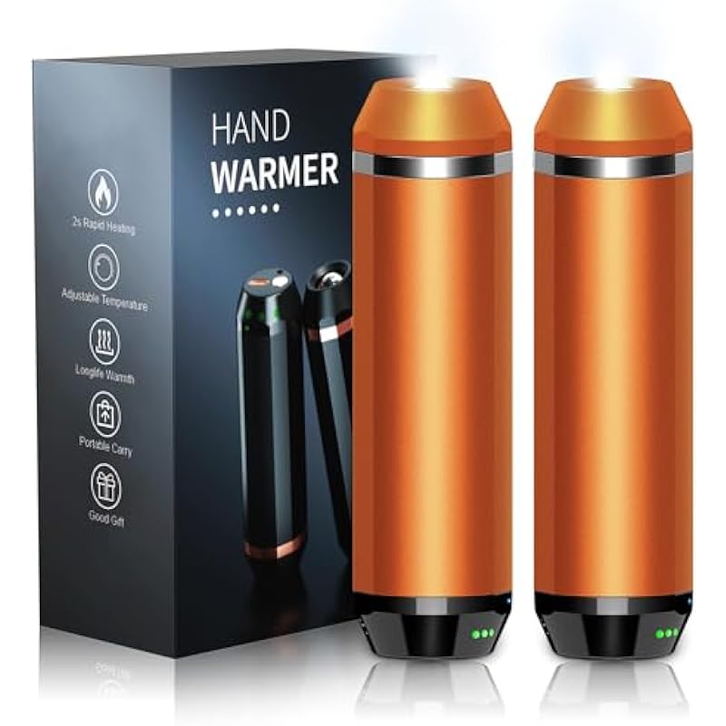 Hand Warmers Rechargeable, Magnetic 2pack 5000mAh Battery Operated Hands Warmer, 3 Levels Heat, Outdoor Flashlight, Electric Portable Pocket Heater for Camping, Hiking, Hunting, Golf, Football