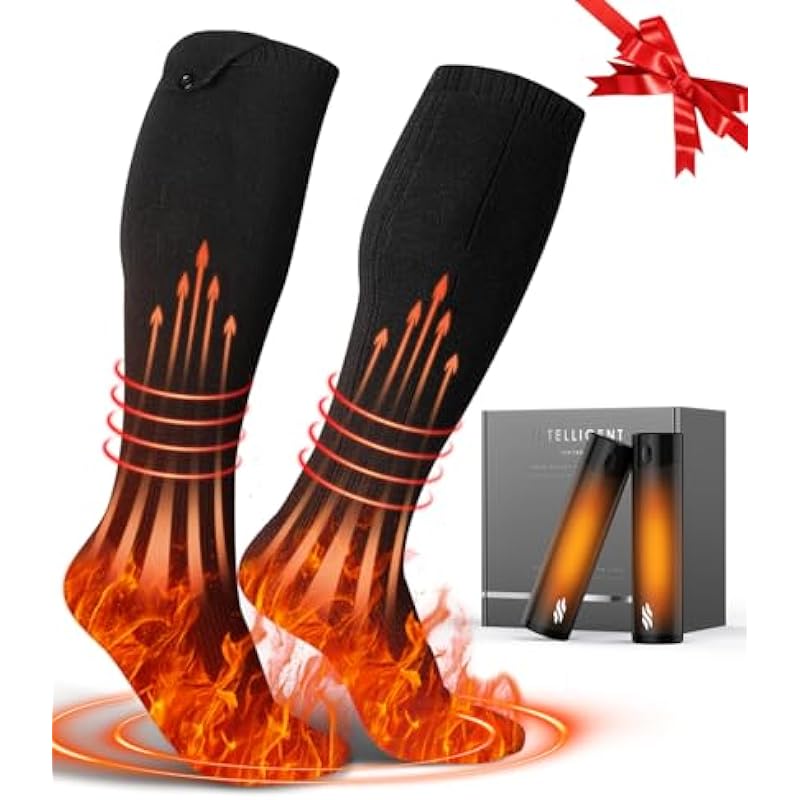 Wavmill Rechargeable Heated Set – Heated Socks and Hand Warmers for Men – 2 Packs 6000mAh Electric Foot Warmers – Gifts for Camping, Hunting, Fishing – Christmas Stocking Stuffers