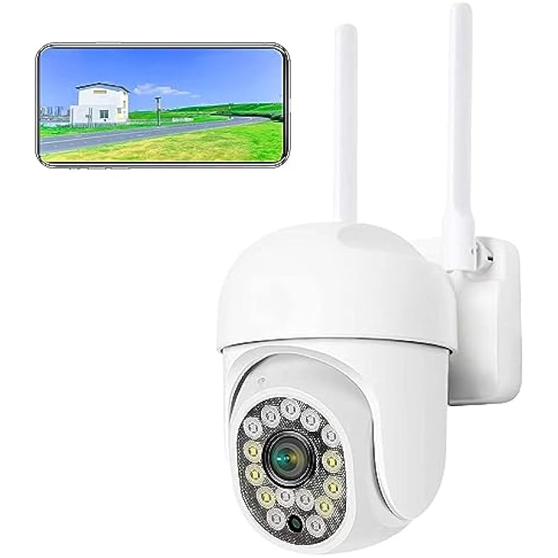 Outdoor Security Camera 1080P 2.4GHz Wireless WiFi Internet Home Security PTZ Wired Camera, Surveillance IP Camera with Motion Detection, Night Vision, Auto Tracking, Two-Way Audio, IP66 Waterproof