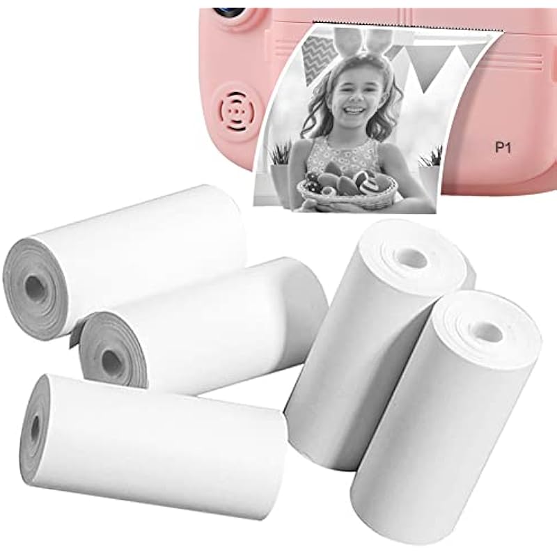 Mijaowatch Kids Camera Paper Roll, Kids Instant Camera Print Paper Non-Adhesive Camera Printer Paper Mini Camera Refill Photo Print Thermal Paper Rolls for Kids Print Cameras 2.24×1.18 Inches(5 Rolls)