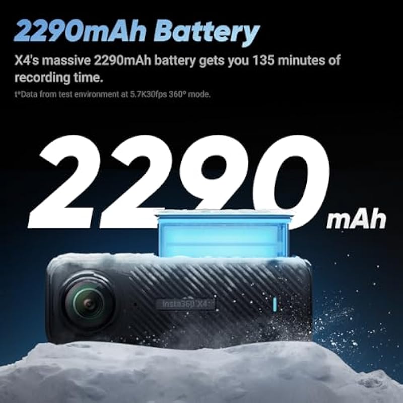 Insta360 X4-8K Waterproof 360 Action Camera, 4K Wide-Angle Video, Invisible Selfie Stick, Removable Lens Guards, 135 Min Battery Life, AI Editing, Stabilization, for Sports, Travel, Outdoor