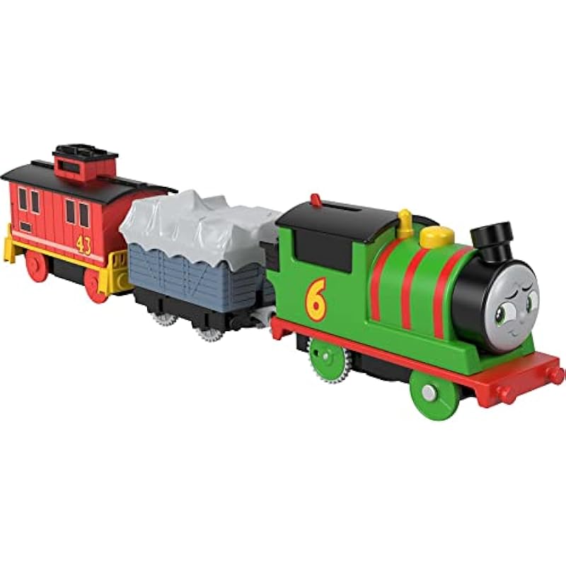 Thomas & Friends Percy & Brake Car Bruno Motorized Battery-Powered Toy Train Set for Preschool Kids Ages 3 Years and up