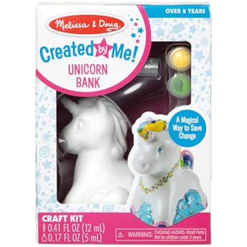 Melissa and Doug Created by Me Unicorn Bank Craft Kit (Arts and Crafts, Painting and Decorating Keepsake)