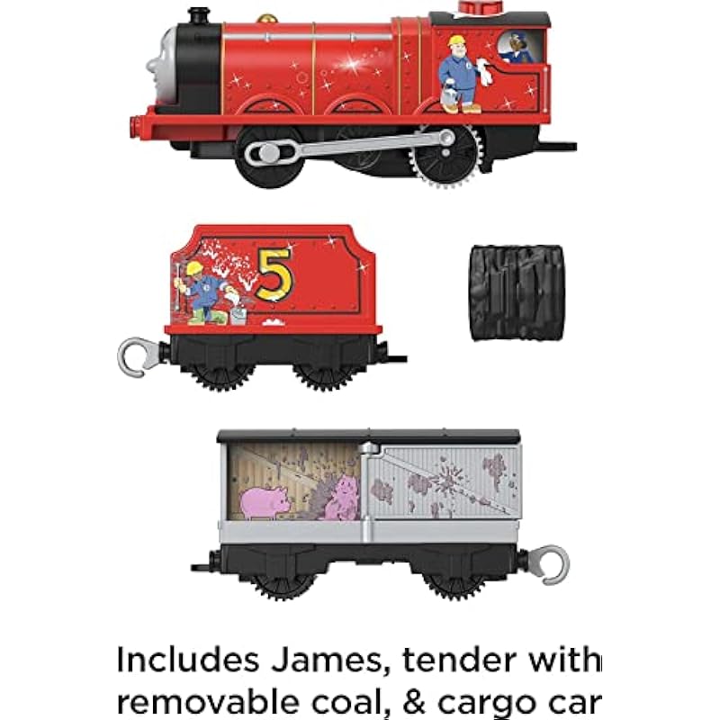 Thomas & Friends Talking James, Battery Powered Motorized Toy Train Engine with Character Sounds and Phrases for Preschool Kids 3 Years and up