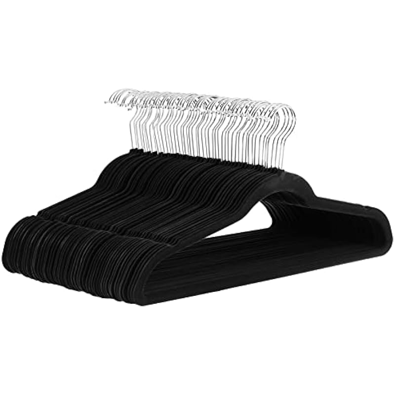 Amazon Basics Velvet Suit Hangers – 50-Pack, Black