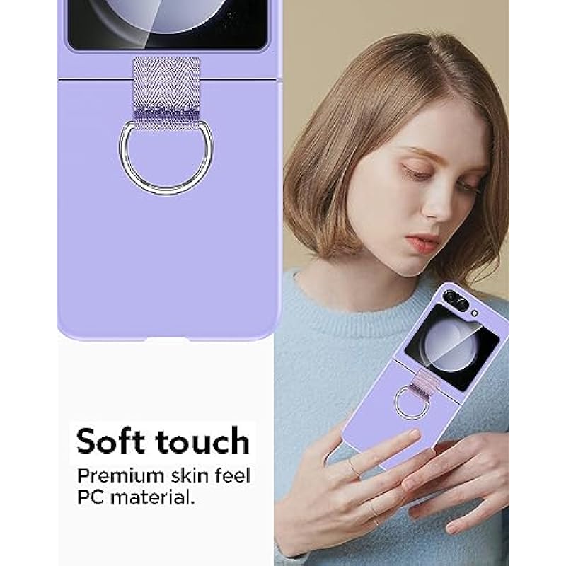 AICase for Samsung Galaxy Z Flip 5 Case with Ring, Protective Slim Thin Fit Women Girl Cute Phone Case for Samsung Galaxy Z Flip 5 5g, Purple