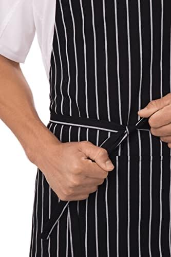 Chef Works Unisex Bib Apron, Black/White Chalk Stripe, One Size