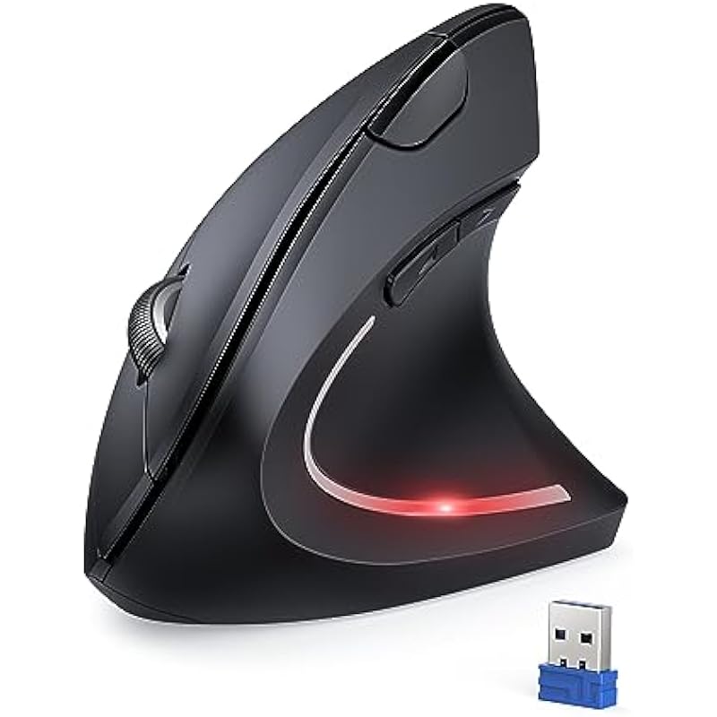 TECKNET Ergonomic Mouse, 4800 DPI Silent Mouse 5 Adjustable DPI, Wireless Mouse 2.4G Vertical Mouse 6 Buttons Computer Mouse Compatible with Windows Mac Chromebook Linux Notebook Laptop Computer