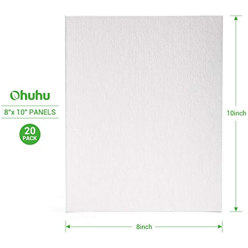 Painting Canvas Panels, Ohuhu 20 Pack 8×10 Inch Canvas Boards Canvases 100% Cotton, Acid Free Primed Canvas Panel, Artist Canvas Boards for Students & Kids, Art Workers, Professional Choice