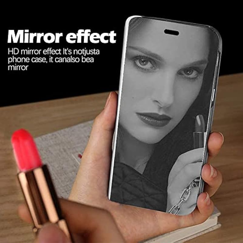 Galaxy S8 Leather Case Compatible with Samsung Galaxy S8 5.8-inch Phone Case Clear View Makeup Mirror Flip Cover, S8 Case with Kickstand Shockproof Protective Cover for Samsung S8 Smartphone