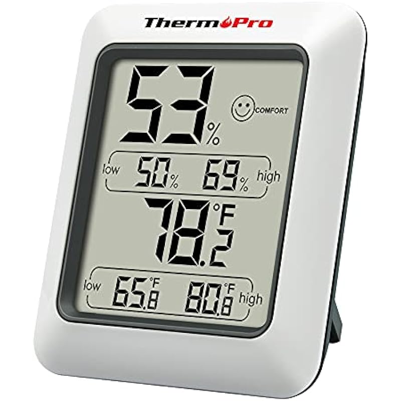 ThermoPro TP50 Digital Hygrometer Indoor Thermometer with Max/Min Records Room Thermometer and Humidity Monitor with Large LCD Display Humidity Meter for Baby