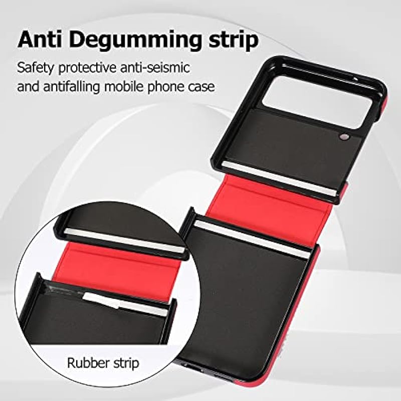 Phone Case for Samsung Galaxy Z Flip 4 5G 2021 Cover with Hinge Protection Ring Holder Stand Slim Shockproof Shell PU Leather Protective Cell Accessories ZFlip4 Z4 Flip4 4Z Flip4case Women Girls Red