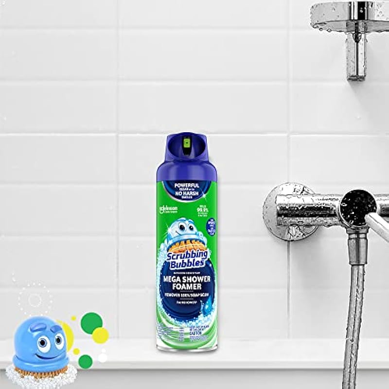 Scrubbing Bubbles Mega Shower Foamer, Removes Soap Scum from Tubs, Shower Walls and More, Rainshower Scent, 567g