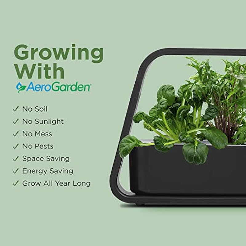 AeroGarden Sprout with Gourmet Herbs Seed Pod Kit – Hydroponic Indoor Garden, Black