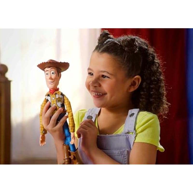 Disney and Pixar Toy Story Movie Toy, Talking Woody Figure with Ragdoll Body, 20 Phrases, Pull Tab Activated Sounds, Roundup Fun Woody, Multicolor