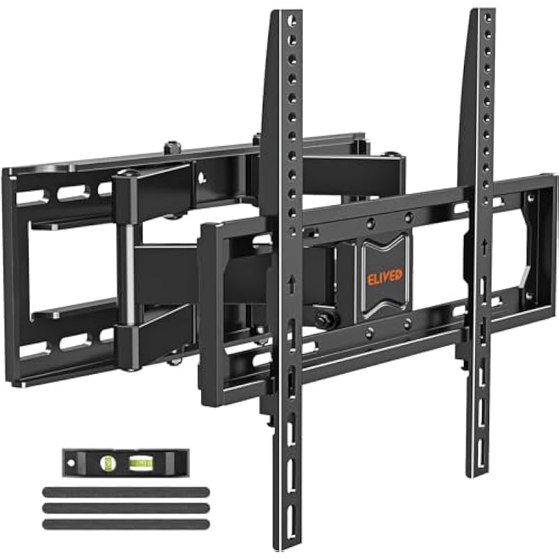 ELIVED UL Listed TV Mount for Most 26-65 Inch TVs, Full Motion TV Wall Mount Swivel and Tilt, Wall Mount TV Bracket Max VESA 400×400, Holds up to 100 lbs. Fits 8” 12” 16″ Wood Studs.