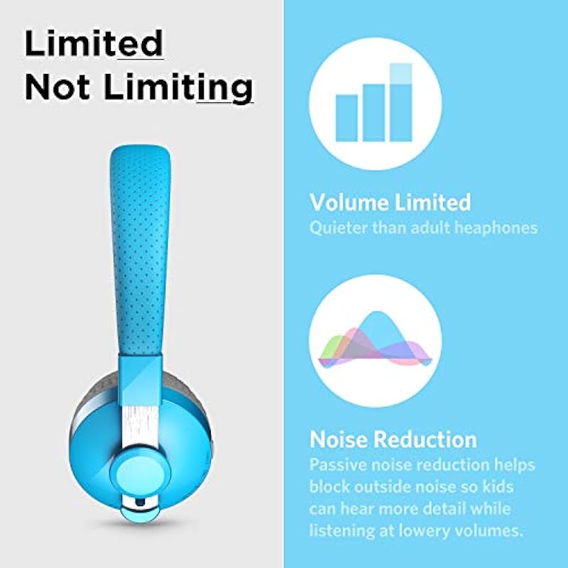 LilGadgets Untangled Pro Wireless Kids Headphones, On-Ear Bluetooth Toddler Headset with Built-in Microphone, Design, No More Tangled Wires, Perfect for Children in School, Blue