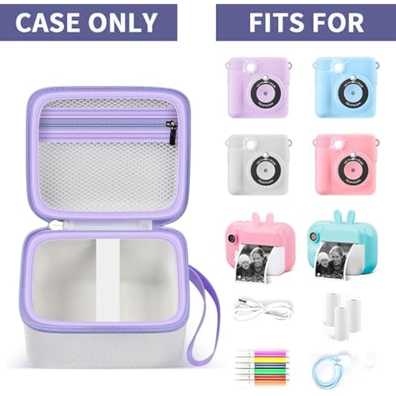 PAIYULE Kid Camera Case Compatible with Instant Camera for Kids Digital Video Cameras Storage Holder Bag for Girls Toddler Camera And Print Paper(Box Only) (White)
