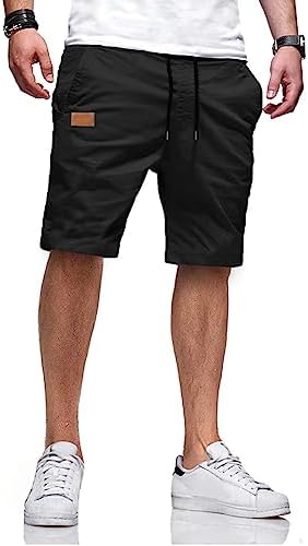 JMIERR Mens Shorts Casual Drawstring Workout Shorts with Pockets Summer Golf Shorts Men Stretch Twill Chino Beach Shorts