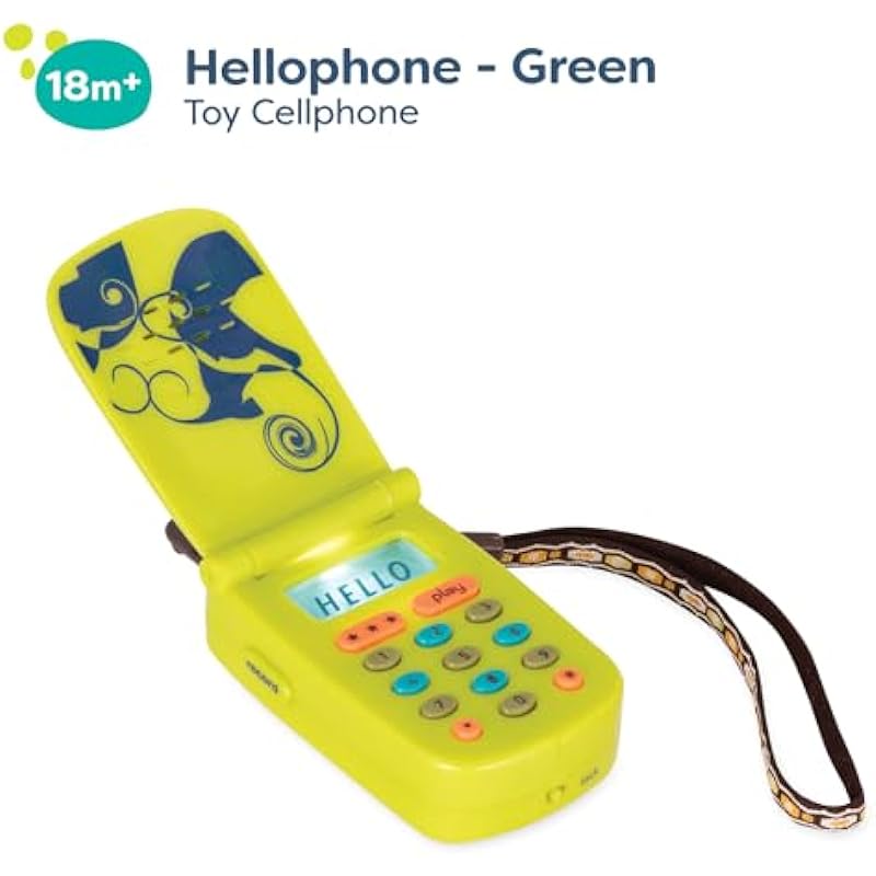B. Toys – Toy Cellphone – Interactive Flip Phone – Lights & Sounds – Toy Phone for Toddlers – 18 Months + – Hellophone – Green