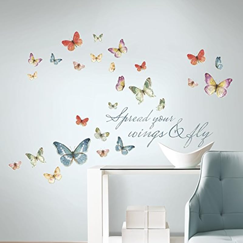 RoomMates RMK3263SCS Lisa Audit Butterfly Quote Peel and Stick Wall Decals