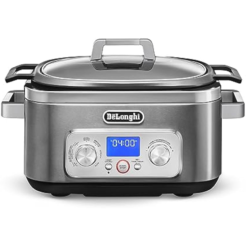 De’Longhi Livenza 7-in-1 Multi-Cooker Programmable SlowCooker, Bake, Brown, Saute, Rice, Steamer & Warmer, Easy to Use and Clean, Nonstick Dishwasher Safe Pot, (6-Quart), Stainless Steel