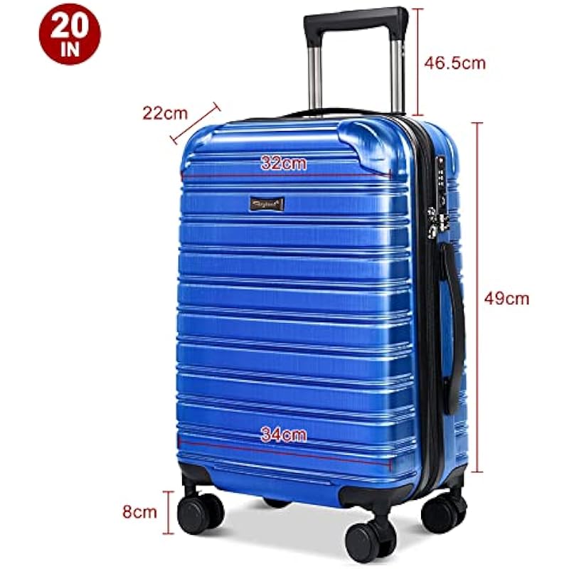 Feybaul Luggage Suitcase PC+ABS with TSA Lock 14+20inch (Blue, 20inch)