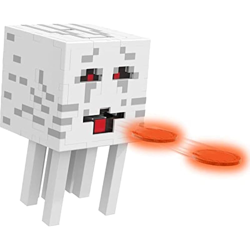 Mattel Minecraft Toys, Fireball Ghast Figure with 10 Shooting Discs, Video-Game Collectible, Gifts for Kids and Fans