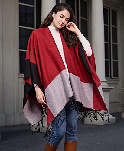 MissShorthair Women’s Printed Shawl Wrap Fashionable Open Front Poncho Cape