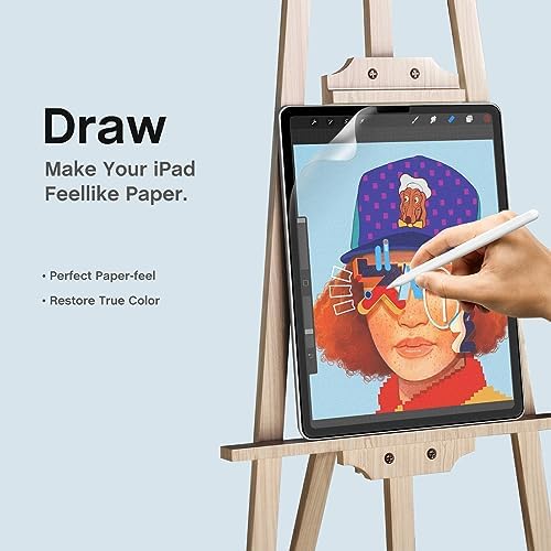 MOBDIK [2 Pack] Paper Screen Protector Compatible with iPad Pro 12.9 (2022 & 2021 & 2020 & 2018) [Draw Like on Paper] [Anti Glare] [Compatible with Apple Pencil] [with Easy Installation Kit]
