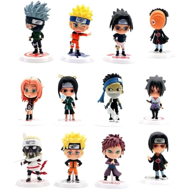 ZaroMaster 12 Pcs Naruto Action Figures Ninja Collection Toy Set Anime Party Cupcake Topper Decorations Supplier Birthday Holiday Toy Gifts for Kids Boys (18th+19th Generation Naruto Figures)