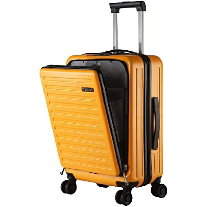 TydeCkare 20 Inch Luggage Carry On with Front Pocket, 22×14.6x10in, 45L, Lightweight ABS+PC Hardshell Suitcase with TSA Lock, YKK Zipper & 4 Spinner Silent Wheels, Orange