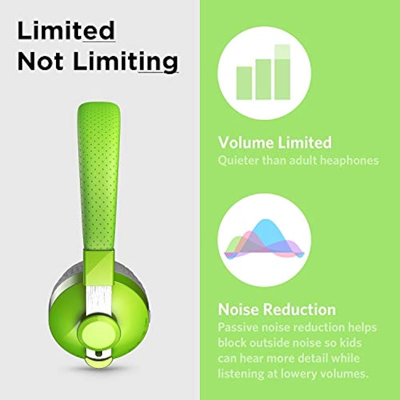 LilGadgets Untangled Pro Wireless Kids Headphones, On-Ear Bluetooth Toddler Headset with Built-in Microphone, Design, No More Tangled Wires, Perfect for Children in School, Green