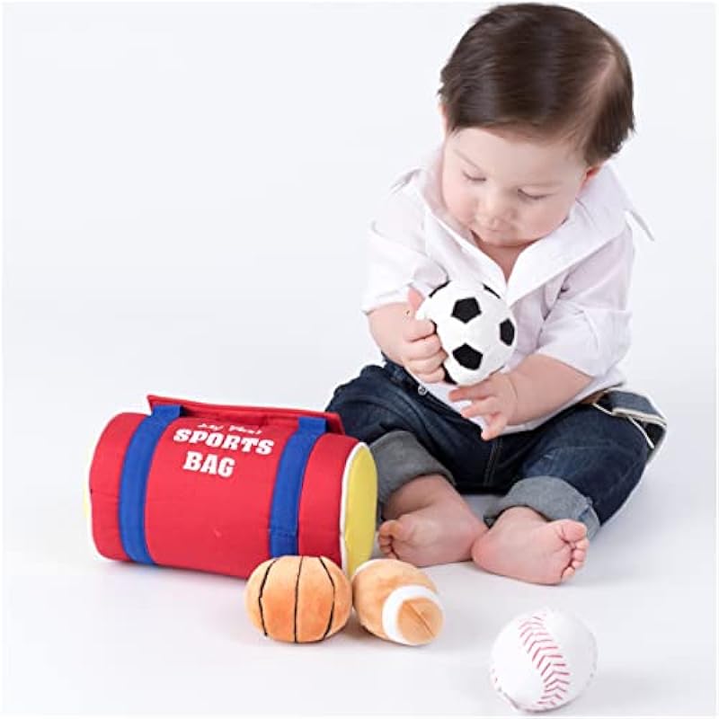 Baby GUND My First Sports Bag Stuffed Plush Playset, Baby Gift Toys for Boys and Girls Ages 1 & Up, 5 Piece, 8″