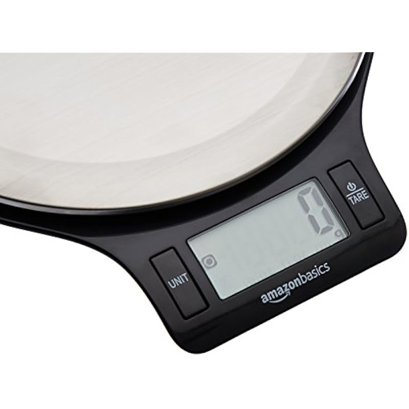 Amazon Basics Stainless Steel Digital Kitchen Scale with LCD Display, Batteries Included