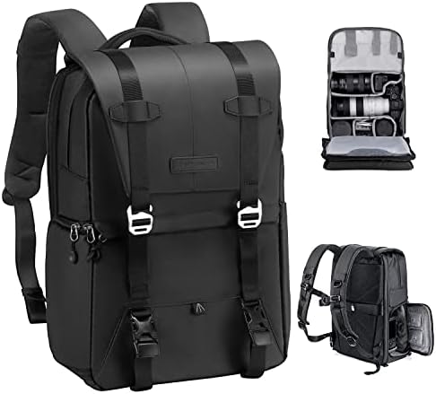 K&F Concept Camera Backpack, Camera Bags for Photographers Large Capacity Camera Case with Raincover,15.6″ Laptop Compartment