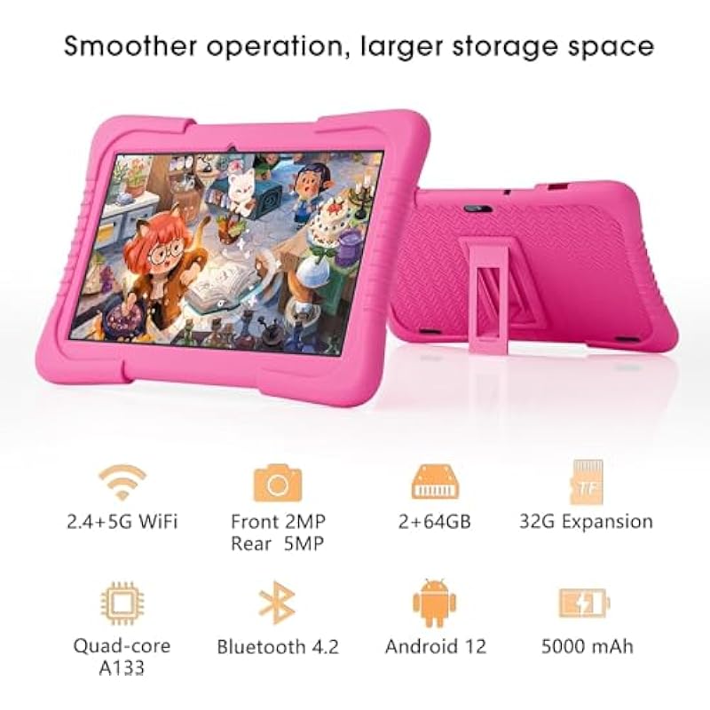 SGIN Kids Tablets 10 Inches IPS Display, E10P 2MP Front Camera 5MP Rear Camera, 2GB RAM 64GB ROM with Proof Case, Large Capacity Battery,GPS, Bluetooth (Lavender)