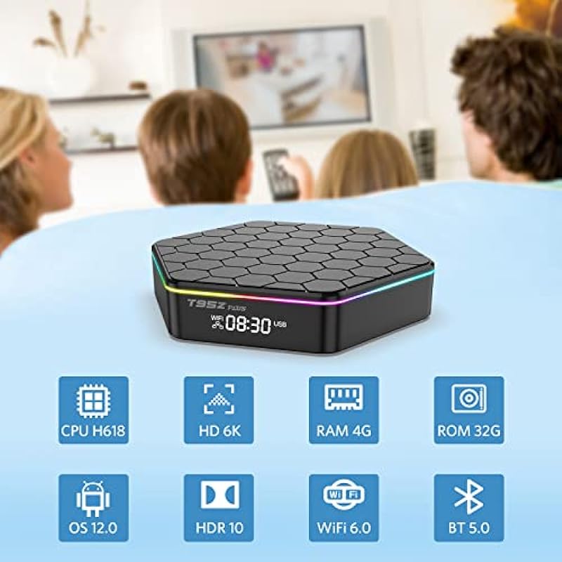 Sidiwen Android 12.0 TV Box, Android TV Box 4GB RAM 32GB ROM Allwinner H618 Quad core100M Ethernet 2.4/5G Dual WiFi BT 5.0 6K Smart TV Box