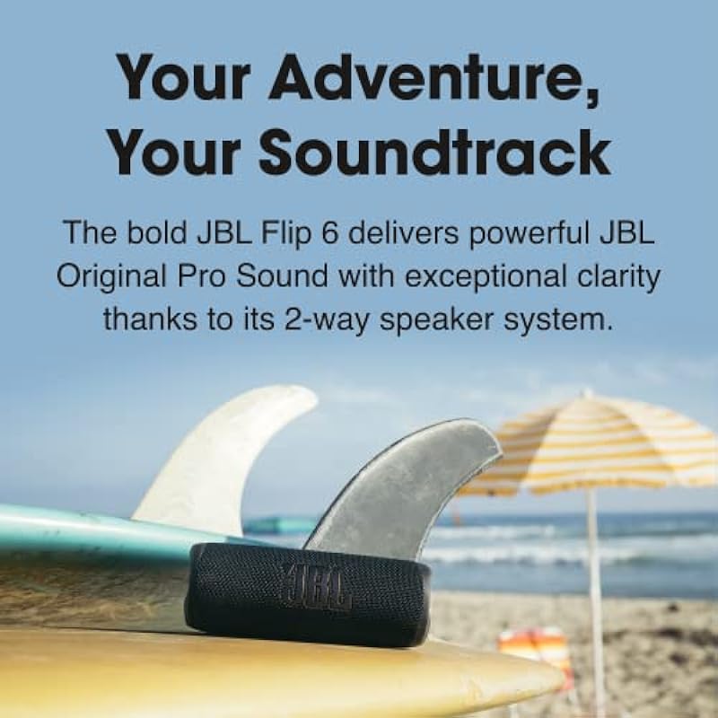JBL Flip 6 – Portable Bluetooth Speaker with 12 Hours of Playtime, Powerful Sound, IP67 Waterproof and Dustproof, JBL PartyBoost for Multiple Speaker Pairing – White