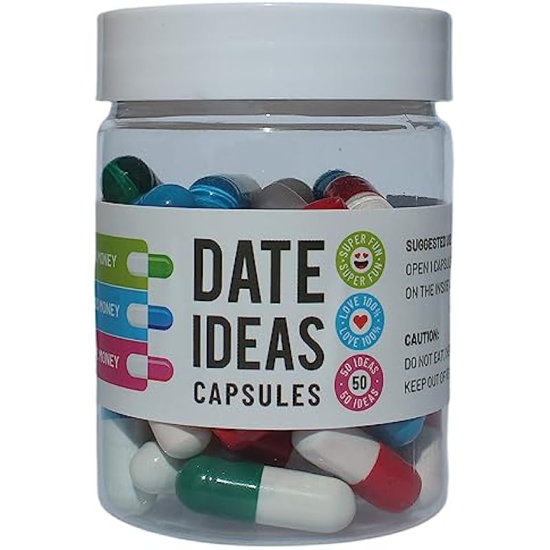 Valentines Day Gifts For Her Him Date Night Ideas Capsules In A Bottle (50pcs) -Boyfriend Girlfriend Wife Husband Newlyweds, Funny Bridal Shower Registry Wedding Gifts For Women Men