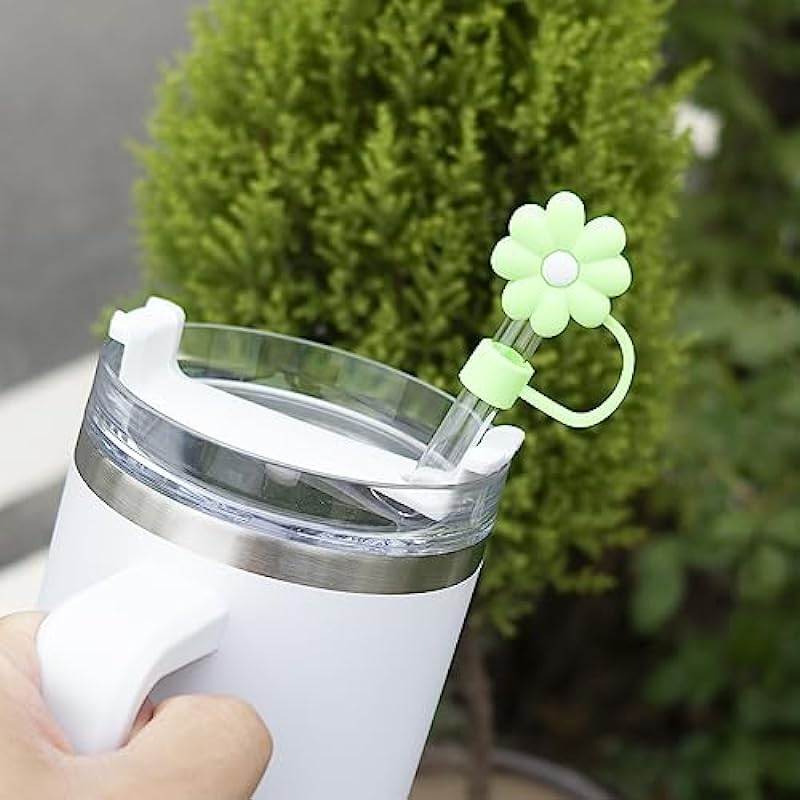 4Pcs 0.4in Diameter Cute Silicone Straw Covers Cap for Stanley Cup, Dust-Proof Drinking Straw Reusable Straw Tips Lids