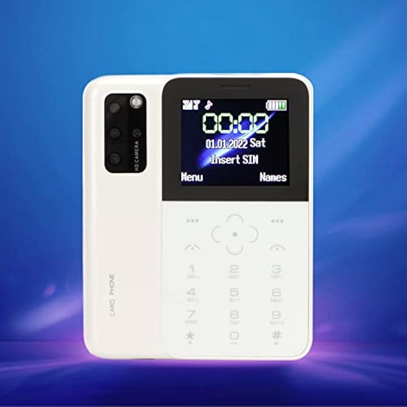 Mini Card Cellphone Ultra Thin Small Mobile Phone Portable Small Size Pocket Phone with Backup Keyboard, 1.5 Inch HD Screen, 5MP Rear Camera, for Kids Children Students (White)