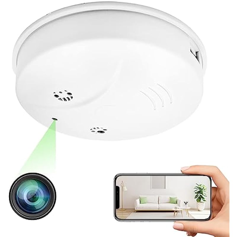 Hidden Camera Smoke Detector Spy Cameras HD 1080P WiFi Wireless Indoor Security Camera Mini Nanny Cam with Phone App and Motion Detection for Home and Office Security, No Audio Recording Function