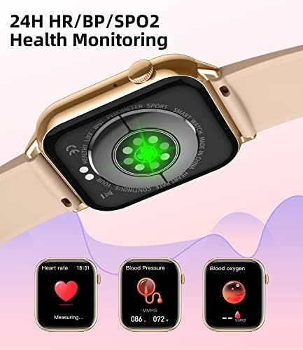 Smart Watch with Bluetooth Call for Women, 1.68″ HD Display Fitness Tracker with Blood Pressure Blood Oxygen Heart Rate Sleep Monitor Pedometer, IP67 Waterproof Smart Watch for Android iPhone Pink