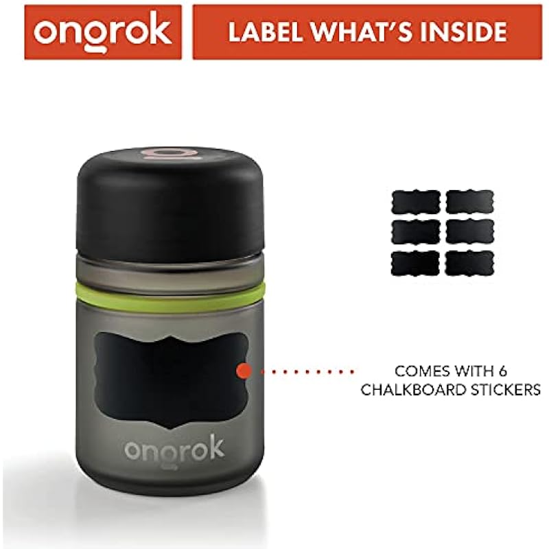 ONGROK Glass Storage Jar, 180ml (3 Pack) | Color-Coded Airtight Glass Containers, Jar to Stash Goods with Care, Airtight and Child Resistant Lid